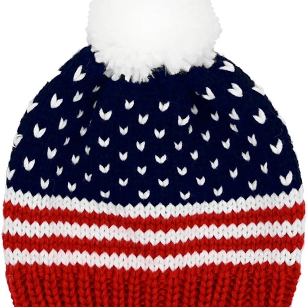 CC Beanie Red White and Blue Patriotic Beanie with Pom-Pom
